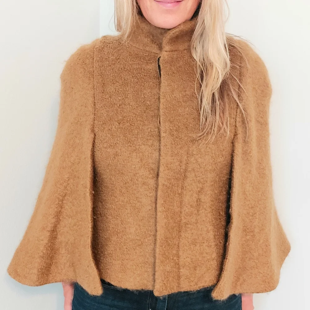 Zara Woman Camel Mohair Cape - Picture 2 of 6